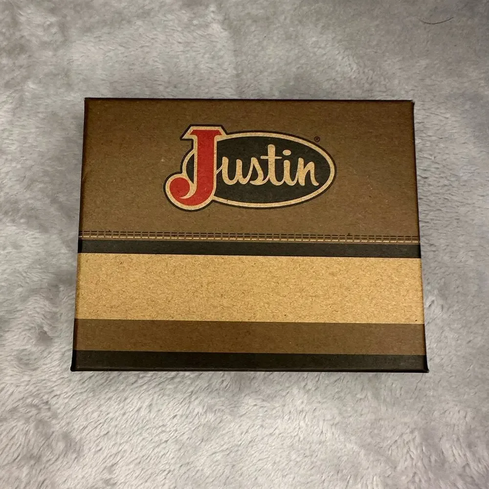 Justin RFID Front Pocket Wallet Brown Genuine Leather Suede Western Boot Stitch
